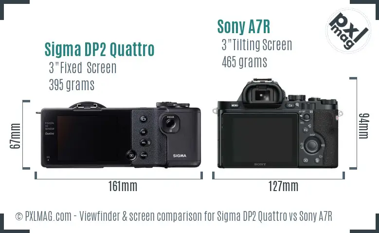 Sigma DP2 Quattro vs Sony A7R Screen and Viewfinder comparison
