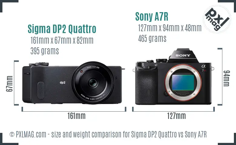 Sigma DP2 Quattro vs Sony A7R size comparison