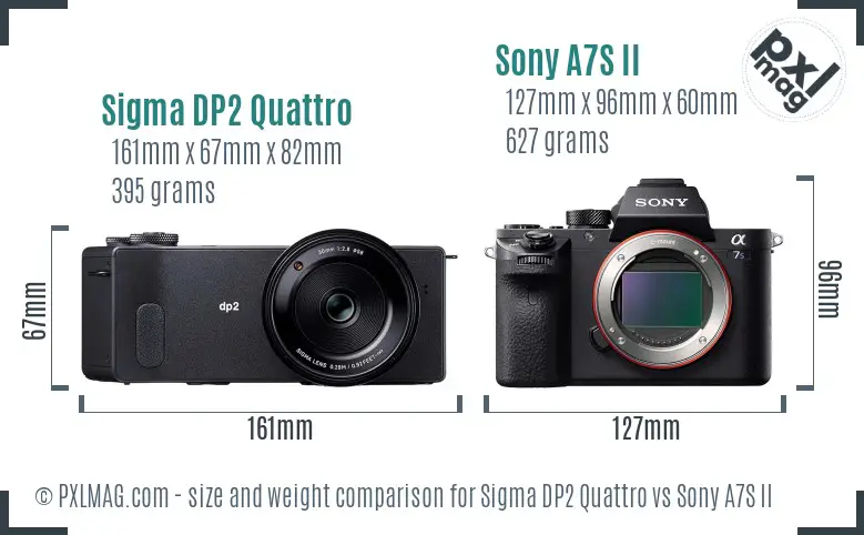 Sigma DP2 Quattro vs Sony A7S II size comparison