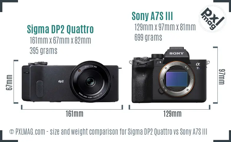 Sigma DP2 Quattro vs Sony A7S III size comparison