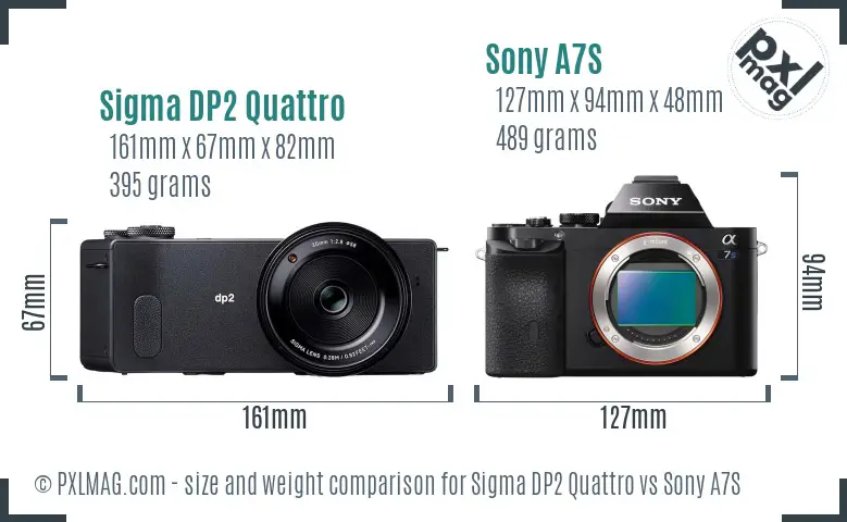 Sigma DP2 Quattro vs Sony A7S size comparison
