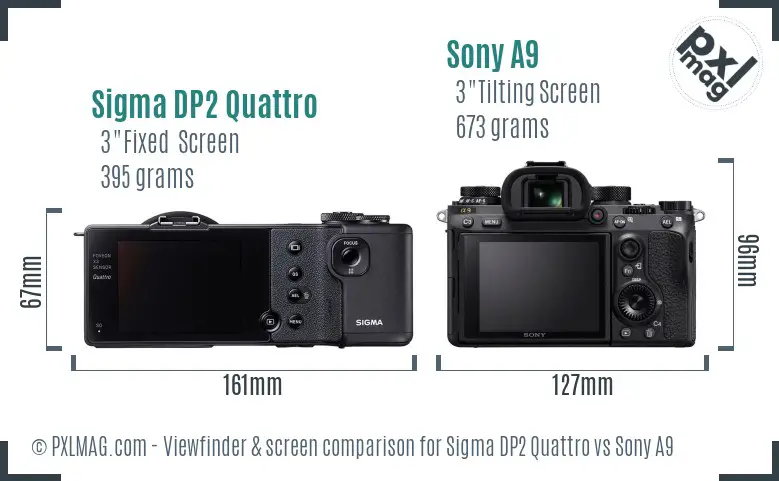 Sigma DP2 Quattro vs Sony A9 Screen and Viewfinder comparison