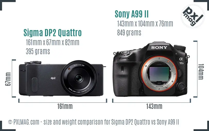 Sigma DP2 Quattro vs Sony A99 II size comparison