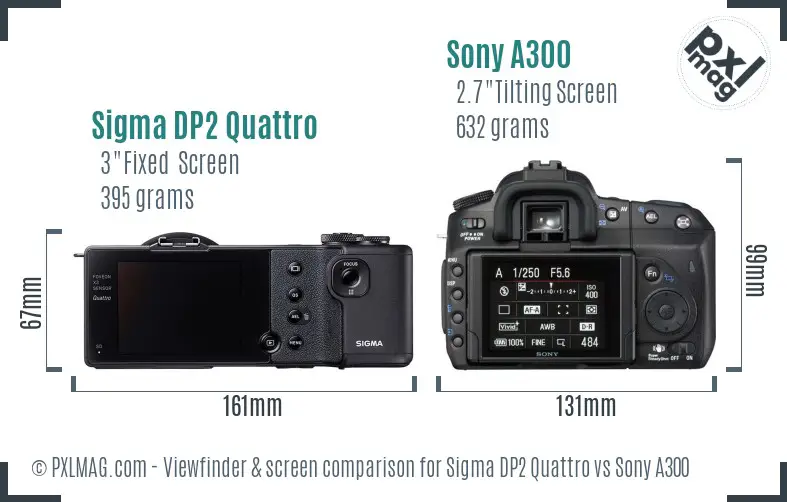 Sigma DP2 Quattro vs Sony A300 Screen and Viewfinder comparison