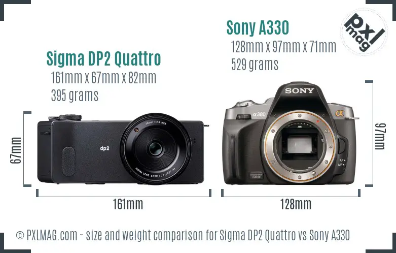 Sigma DP2 Quattro vs Sony A330 size comparison