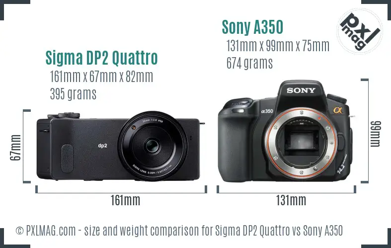 Sigma DP2 Quattro vs Sony A350 size comparison