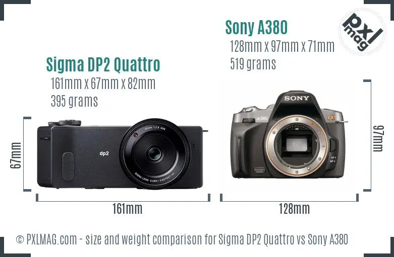 Sigma DP2 Quattro vs Sony A380 size comparison Sigma DP2 Quattro vs Sony A380 size comparison