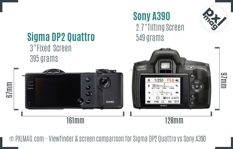 Sigma DP2 Quattro vs Sony A390 Screen and Viewfinder comparison