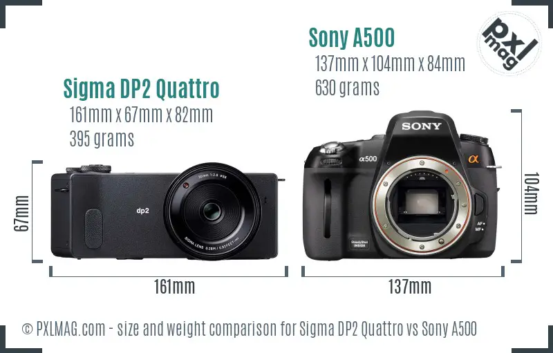 Sigma DP2 Quattro vs Sony A500 size comparison