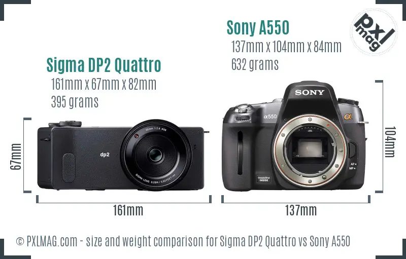 Sigma DP2 Quattro vs Sony A550 size comparison