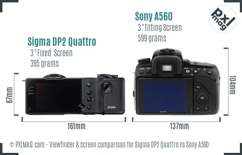 Sigma DP2 Quattro vs Sony A560 Screen and Viewfinder comparison