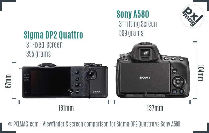 Sigma DP2 Quattro vs Sony A580 Screen and Viewfinder comparison