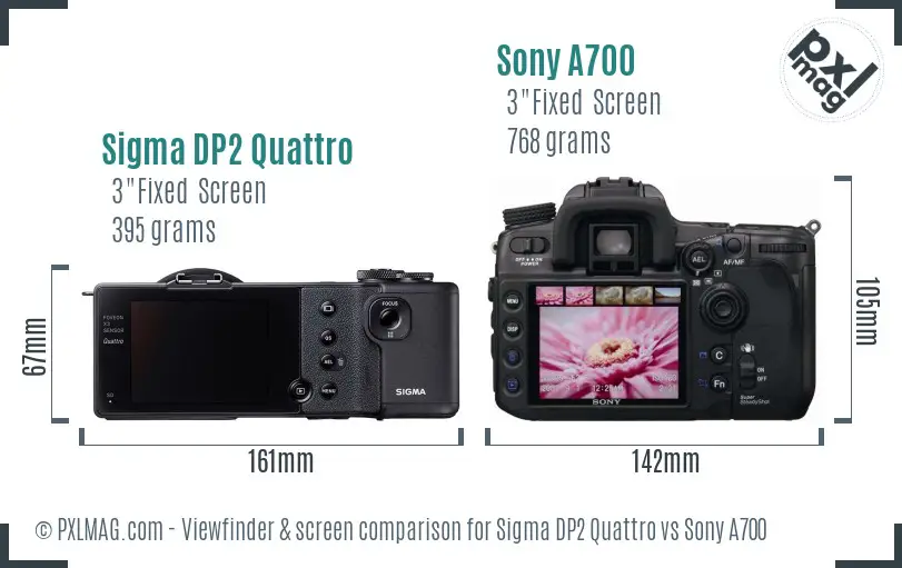 Sigma DP2 Quattro vs Sony A700 Screen and Viewfinder comparison