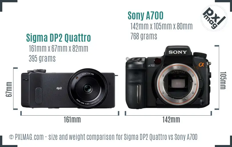 Sigma DP2 Quattro vs Sony A700 size comparison