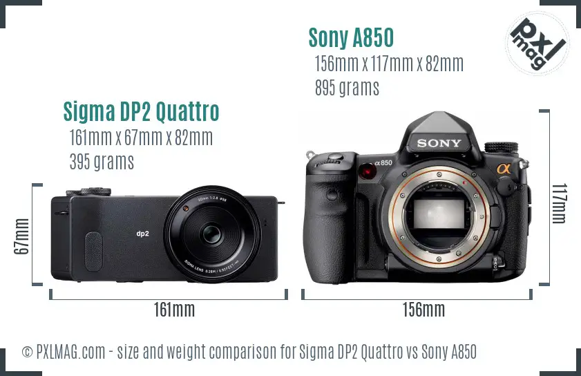 Sigma DP2 Quattro vs Sony A850 size comparison