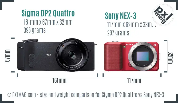 Sigma DP2 Quattro vs Sony NEX-3 size comparison