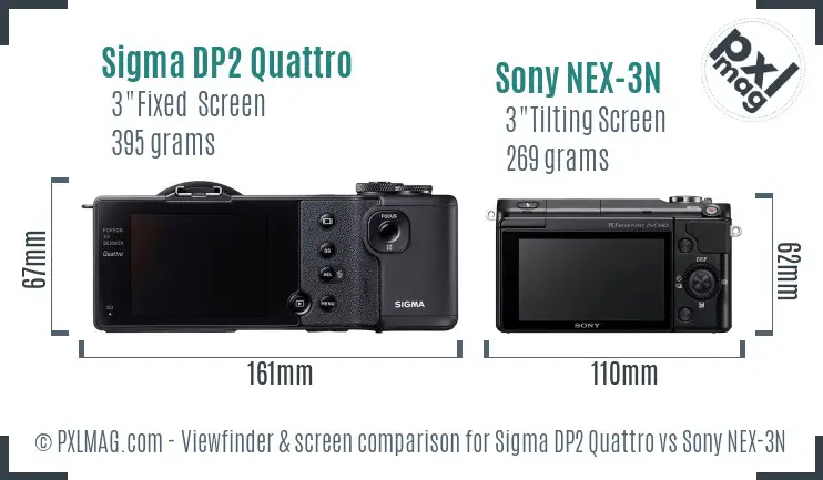 Sigma DP2 Quattro vs Sony NEX-3N Screen and Viewfinder comparison