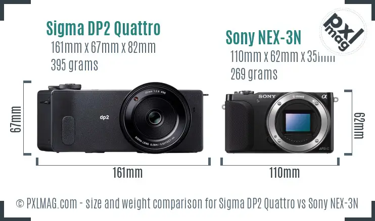 Sigma DP2 Quattro vs Sony NEX-3N size comparison