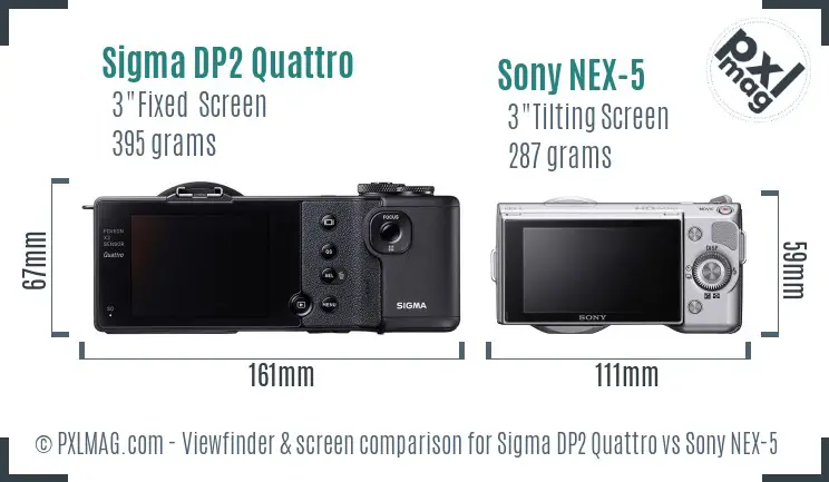Sigma DP2 Quattro vs Sony NEX-5 Screen and Viewfinder comparison Sigma DP2 Quattro vs Sony NEX-5 Screen and Viewfinder comparison
