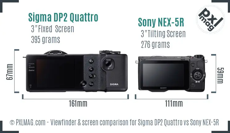 Sigma DP2 Quattro vs Sony NEX-5R Screen and Viewfinder comparison