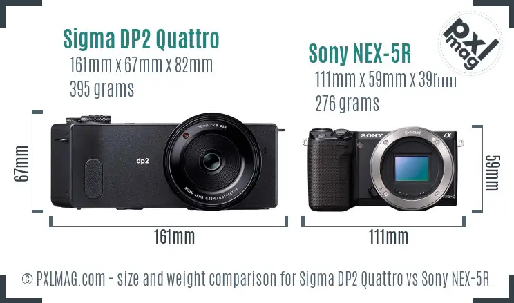 Sigma DP2 Quattro vs Sony NEX-5R size comparison