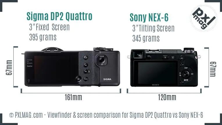 Sigma DP2 Quattro vs Sony NEX-6 Screen and Viewfinder comparison