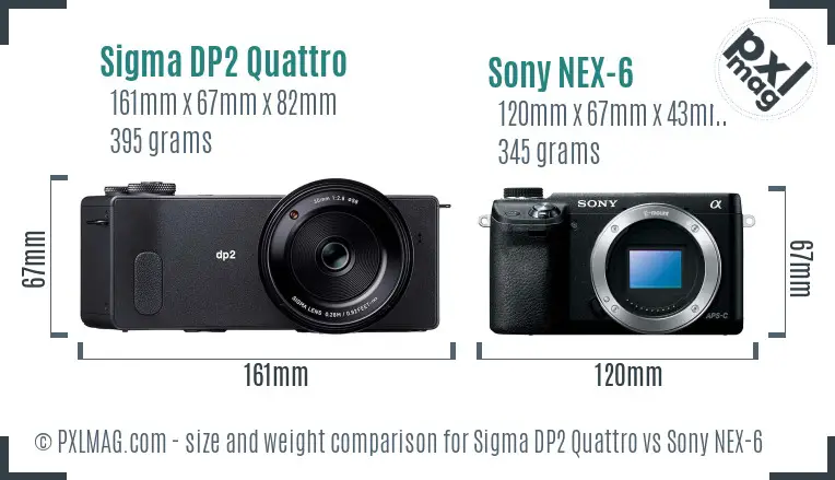 Sigma DP2 Quattro vs Sony NEX-6 size comparison