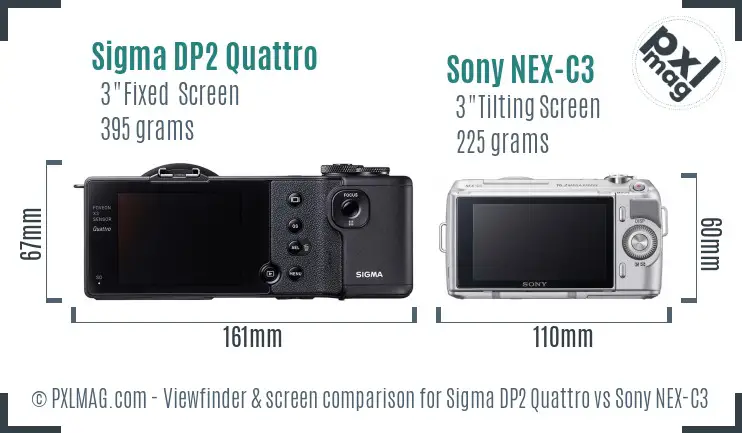 Sigma DP2 Quattro vs Sony NEX-C3 Screen and Viewfinder comparison