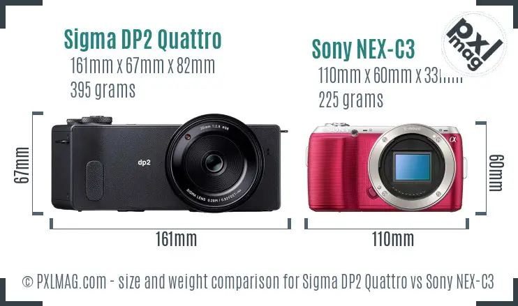 Sigma DP2 Quattro vs Sony NEX-C3 size comparison Sigma DP2 Quattro vs Sony NEX-C3 size comparison