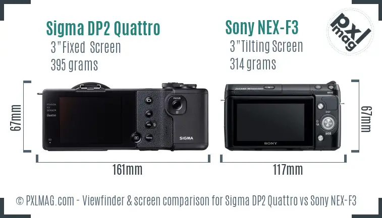 Sigma DP2 Quattro vs Sony NEX-F3 Screen and Viewfinder comparison