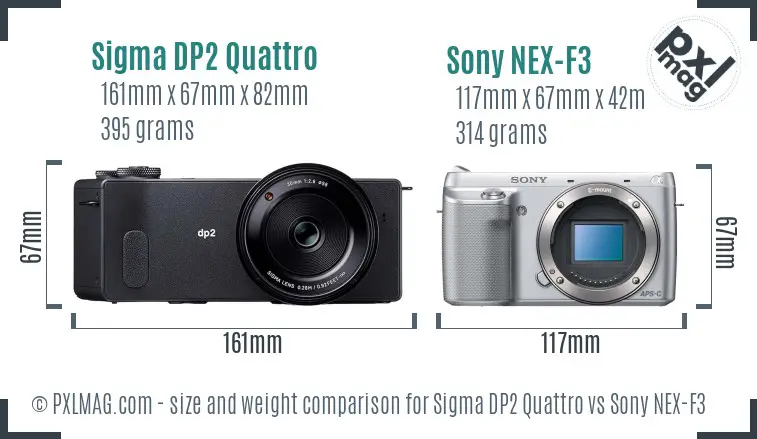 Sigma DP2 Quattro vs Sony NEX-F3 size comparison