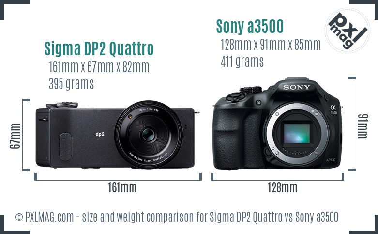Sigma DP2 Quattro vs Sony a3500 size comparison