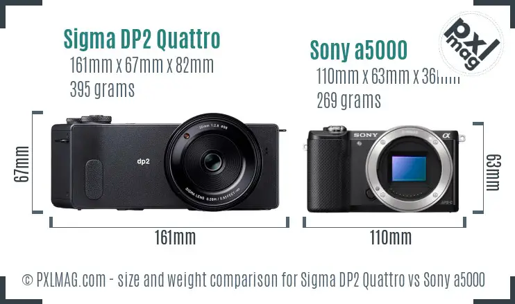 Sigma DP2 Quattro vs Sony a5000 size comparison