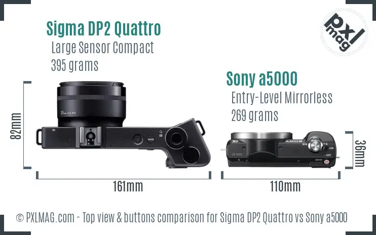 Sigma DP2 Quattro vs Sony a5000 top view buttons comparison