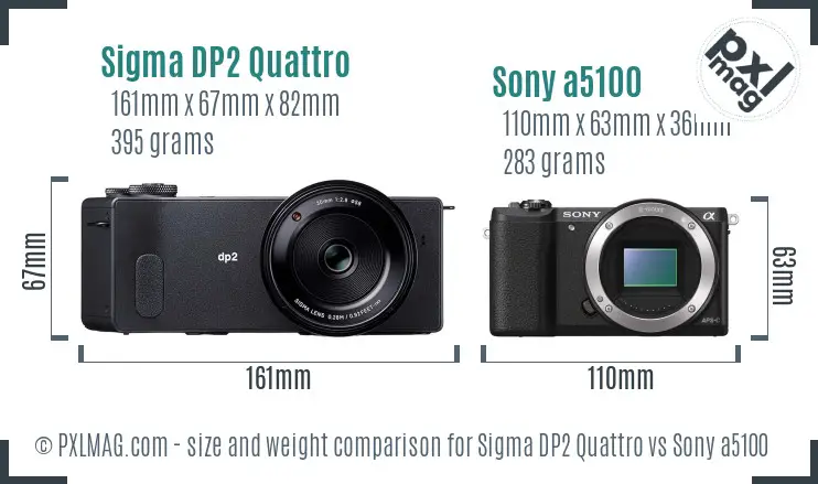 Sigma DP2 Quattro vs Sony a5100 size comparison