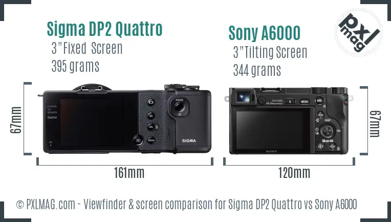 Sigma DP2 Quattro vs Sony A6000 Screen and Viewfinder comparison