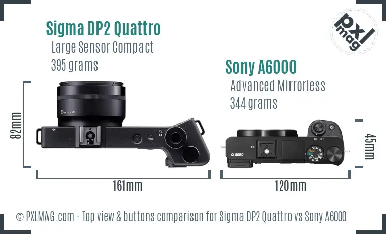 Sigma DP2 Quattro vs Sony A6000 top view buttons comparison
