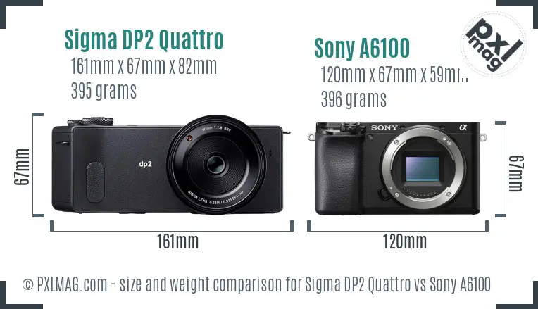 Sigma DP2 Quattro vs Sony A6100 size comparison