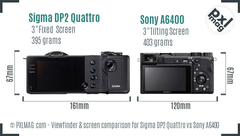 Sigma DP2 Quattro vs Sony A6400 Screen and Viewfinder comparison