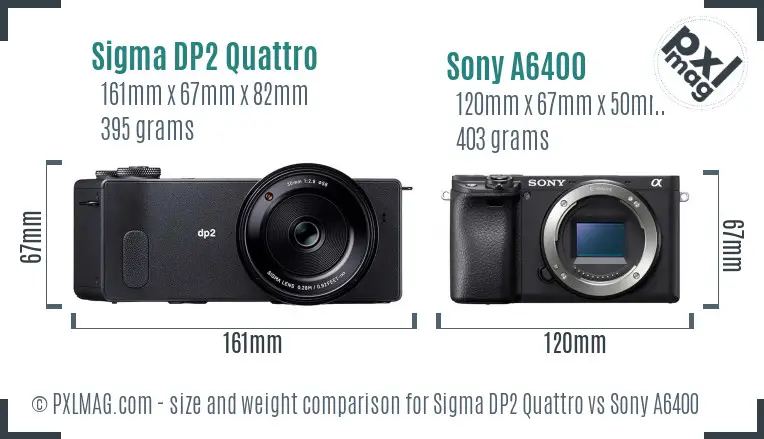 Sigma DP2 Quattro vs Sony A6400 size comparison Sigma DP2 Quattro vs Sony A6400 size comparison