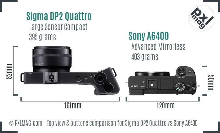 Sigma DP2 Quattro vs Sony A6400 top view buttons comparison