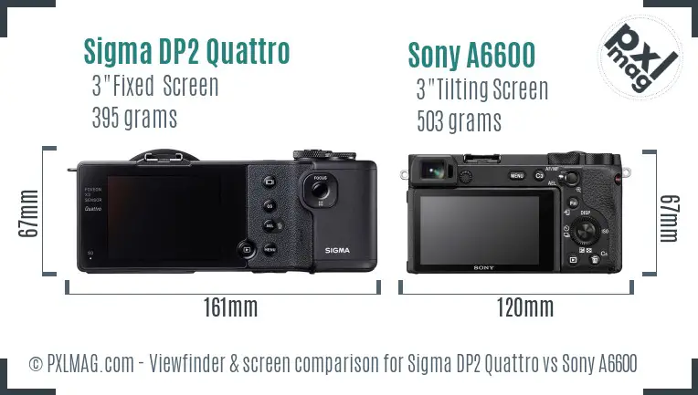 Sigma DP2 Quattro vs Sony A6600 Screen and Viewfinder comparison