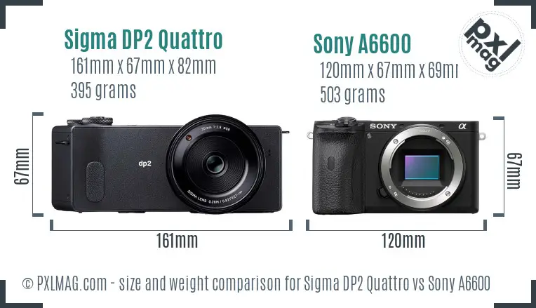 Sigma DP2 Quattro vs Sony A6600 size comparison