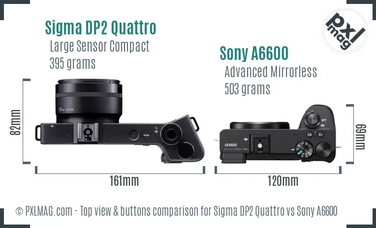 Sigma DP2 Quattro vs Sony A6600 top view buttons comparison