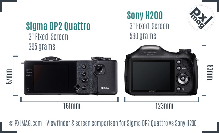 Sigma DP2 Quattro vs Sony H200 Screen and Viewfinder comparison