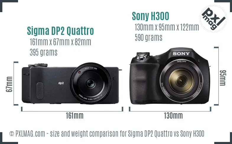 Sigma DP2 Quattro vs Sony H300 size comparison