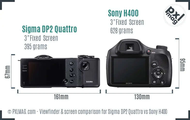 Sigma DP2 Quattro vs Sony H400 Screen and Viewfinder comparison