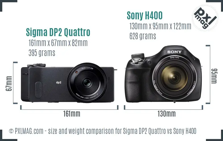 Sigma DP2 Quattro vs Sony H400 size comparison