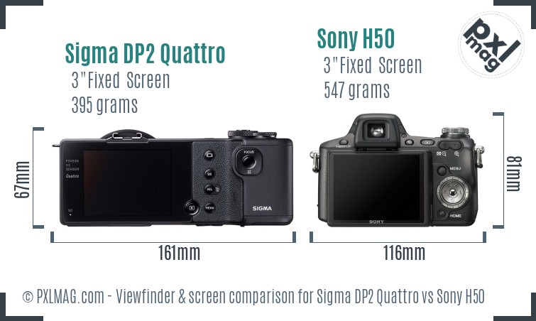 Sigma DP2 Quattro vs Sony H50 Screen and Viewfinder comparison