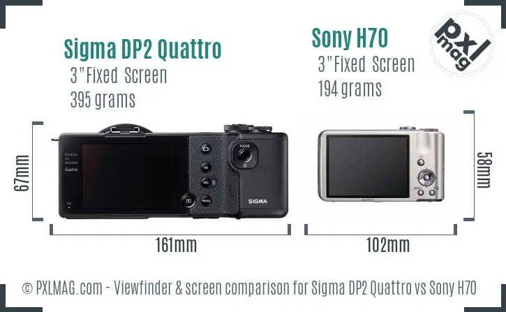 Sigma DP2 Quattro vs Sony H70 Screen and Viewfinder comparison Sigma DP2 Quattro vs Sony H70 Screen and Viewfinder comparison